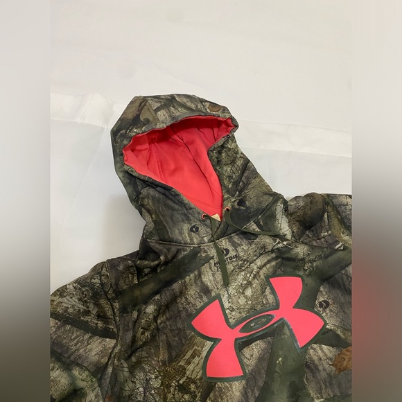 Under Armour Mossy Oak Camo Big Pink Logo Hoodie Women's Small Semi-Fitted - Picture 4 of 9